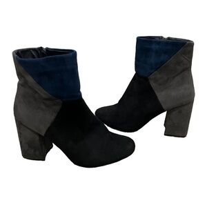 Prima Riga Gray Black Blue Color Block Ankle Bootie Size 41 Women’s